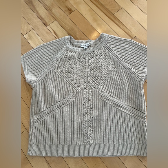 Coldwater Creek Sweaters - Coldwater Creek Cream Cable-Stitch Short Sleeve Sweater XL